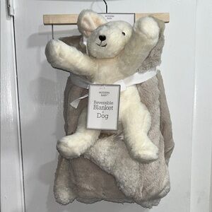 Modern Baby Reversible Blanket with Plush Dog NWT
